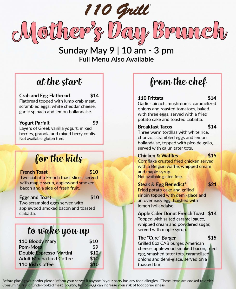 Celebrate Mother's Day with Brunch at 110 Grill! Poughkeepsie Galleria