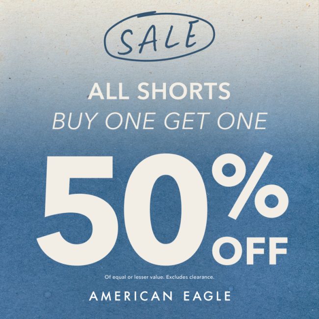 American Eagle Outfitters Campaign 61 American Eagle All Shorts Buy One Get One 50 Off EN 800x800 1