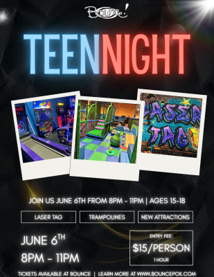 Bounce! Teen Night June 6 2026 Flyer 2