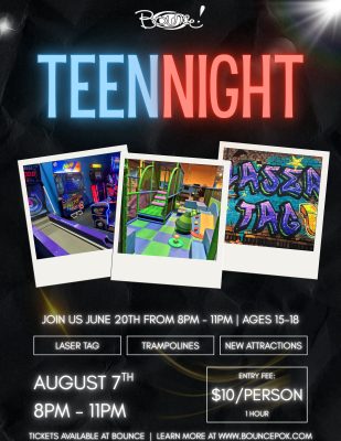 Bounce! Teen Night Aug 7 2026 Flyer