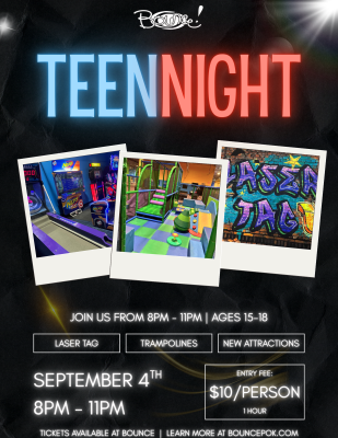 Bounce! Teen Night Sep 4 2026 Flyer