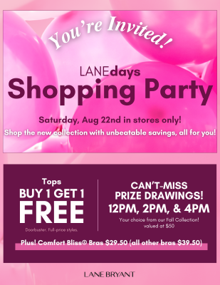 Lane Bryant Shopping Party Aug 2026 Flyer