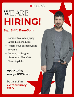 Macy's Hiring Event August 31 2026 Flyer